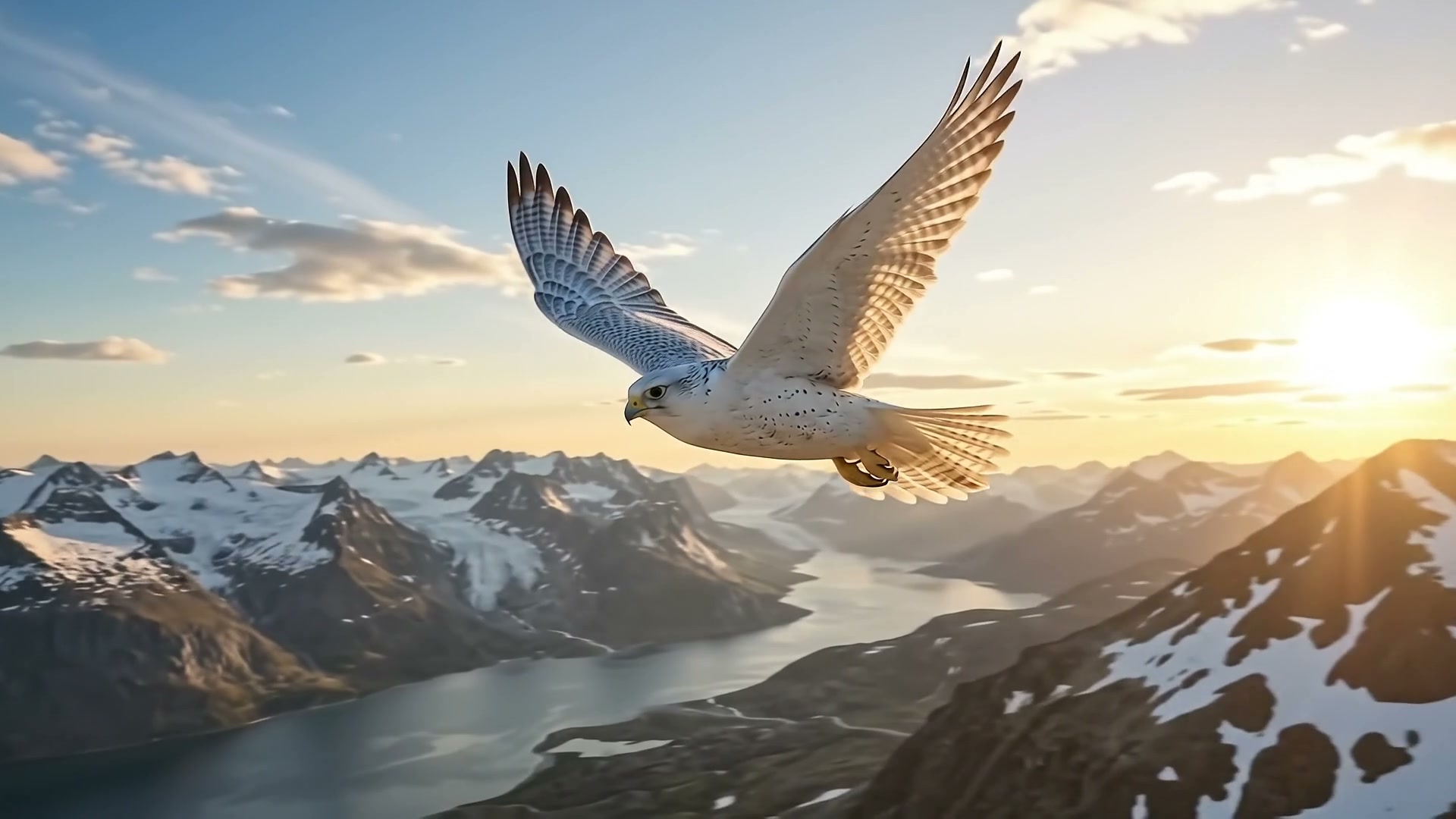 A gyrfalcon in flight
